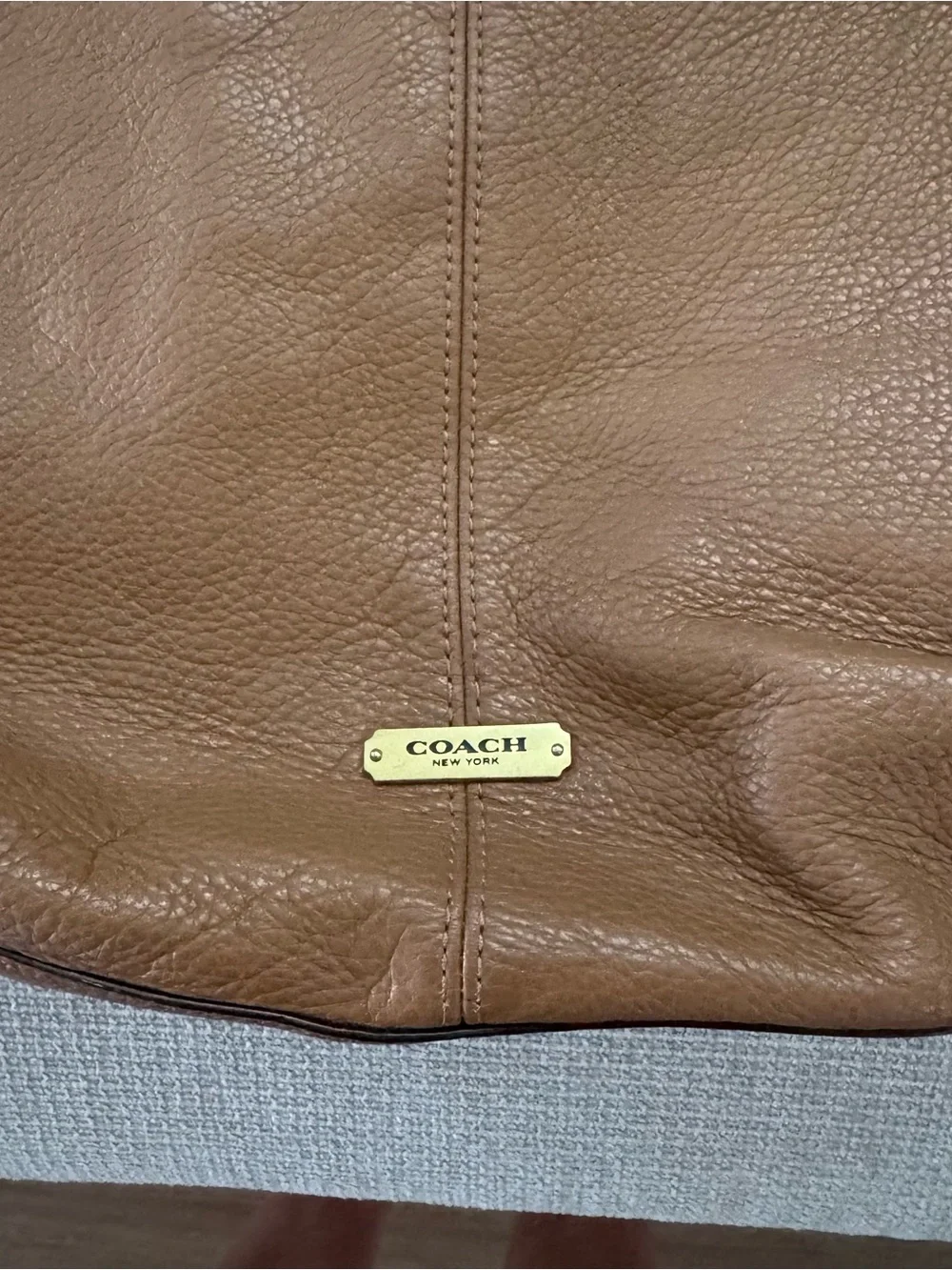 Coach Tan Pebbled Leather Hobo with Tassel